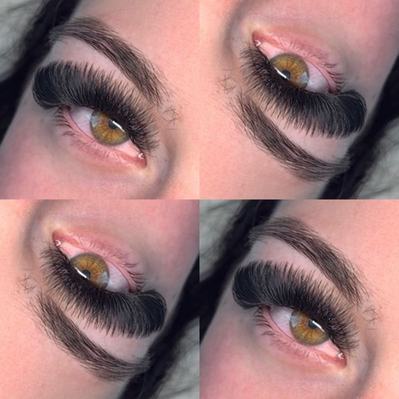 Four close-ups of full lash sets